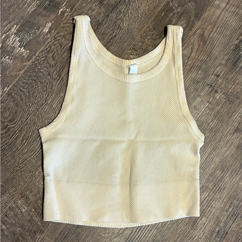 Avocado Brand Cream Ribbed Tank Top